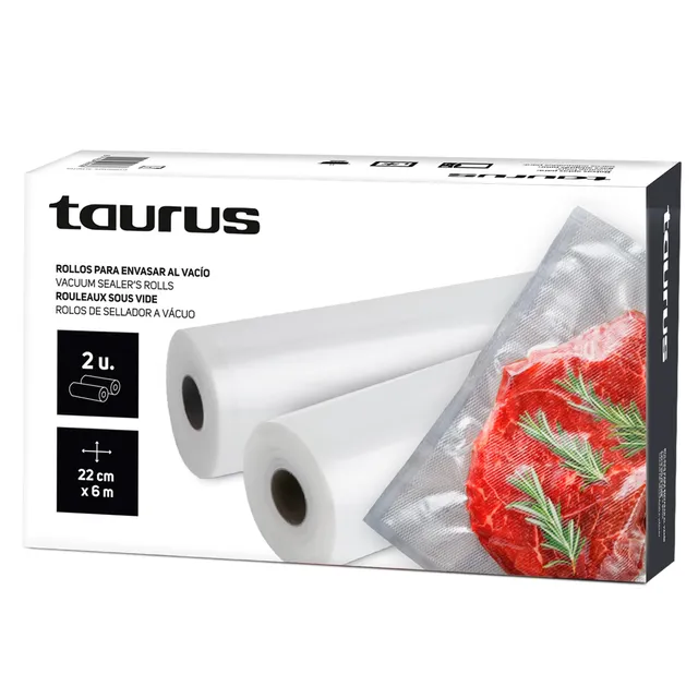 taurus-pack-de-2-rollos-para-envasadora-al-vac-o-de-22-cm-x-6-m-aptos-sous-vide- image 1