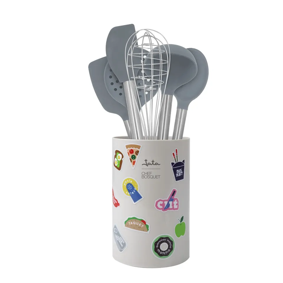 jata-hacc5460-chef-bosquet-set-6-utensilios-de-cocina-de-silicona-y-acero-inoxid image 1