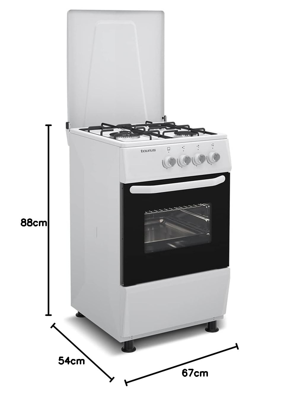taurus-cig3fwhm-cocina-de-gas-butano-independiente-con-3-quemadores-horno-50-l-y image 3