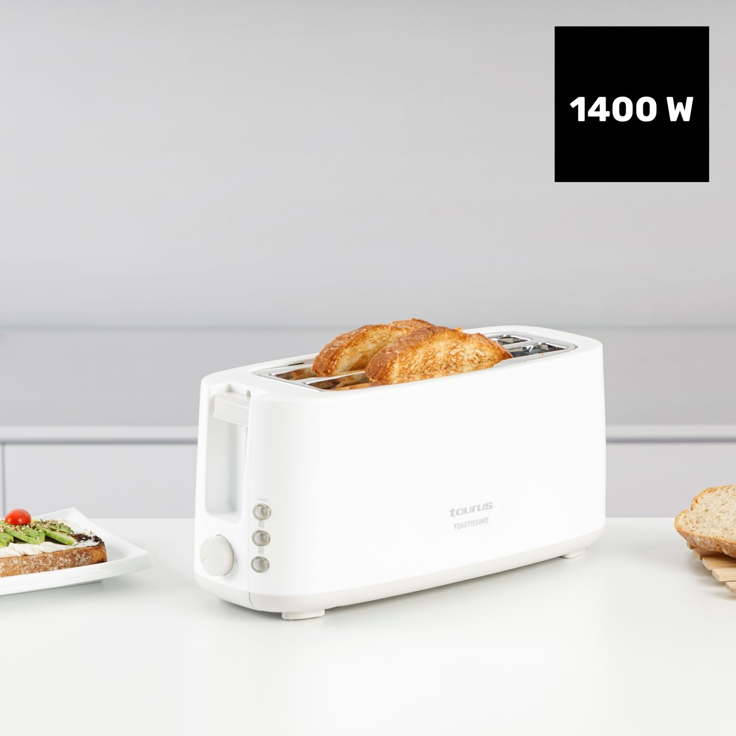 taurus-toastissimo-tostador-de-1400w-2-ranuras-extra-largas-7-niveles-descongela image 2