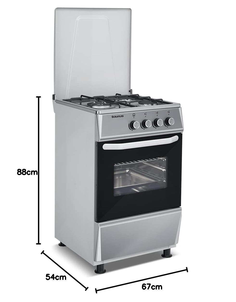 taurus-cig3fixm-cocina-de-gas-butano-independiente-con-horno-3-quemadores-9400w- image 3