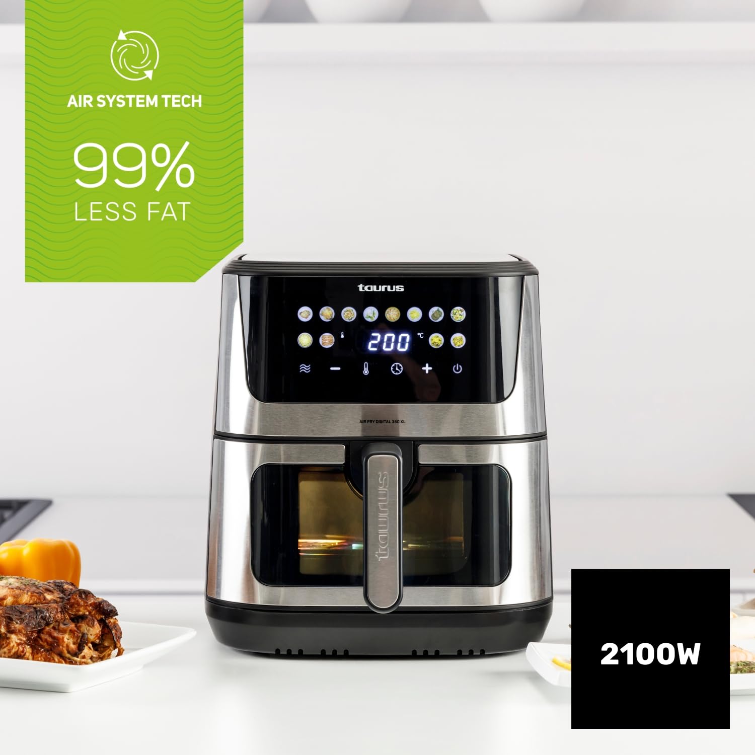 taurus-air-fry-digital-360-xl-freidora-de-aire-2100w-con-8-l-de-capacidad-12-pro image 2