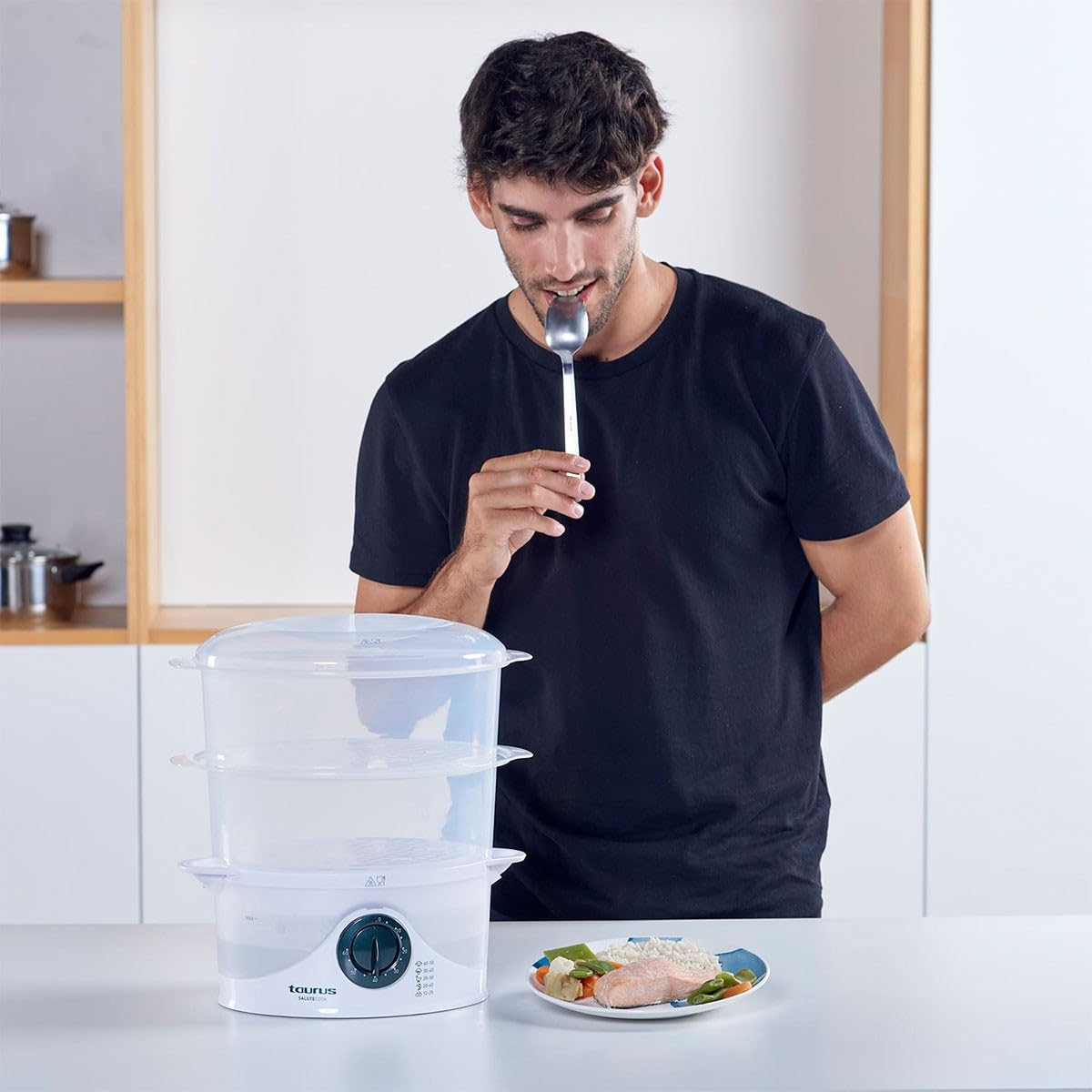 taurus-salutecook-vaporera-el-ctrica-800w-6-l-de-capacidad-3-pisos-temporizador- image 3