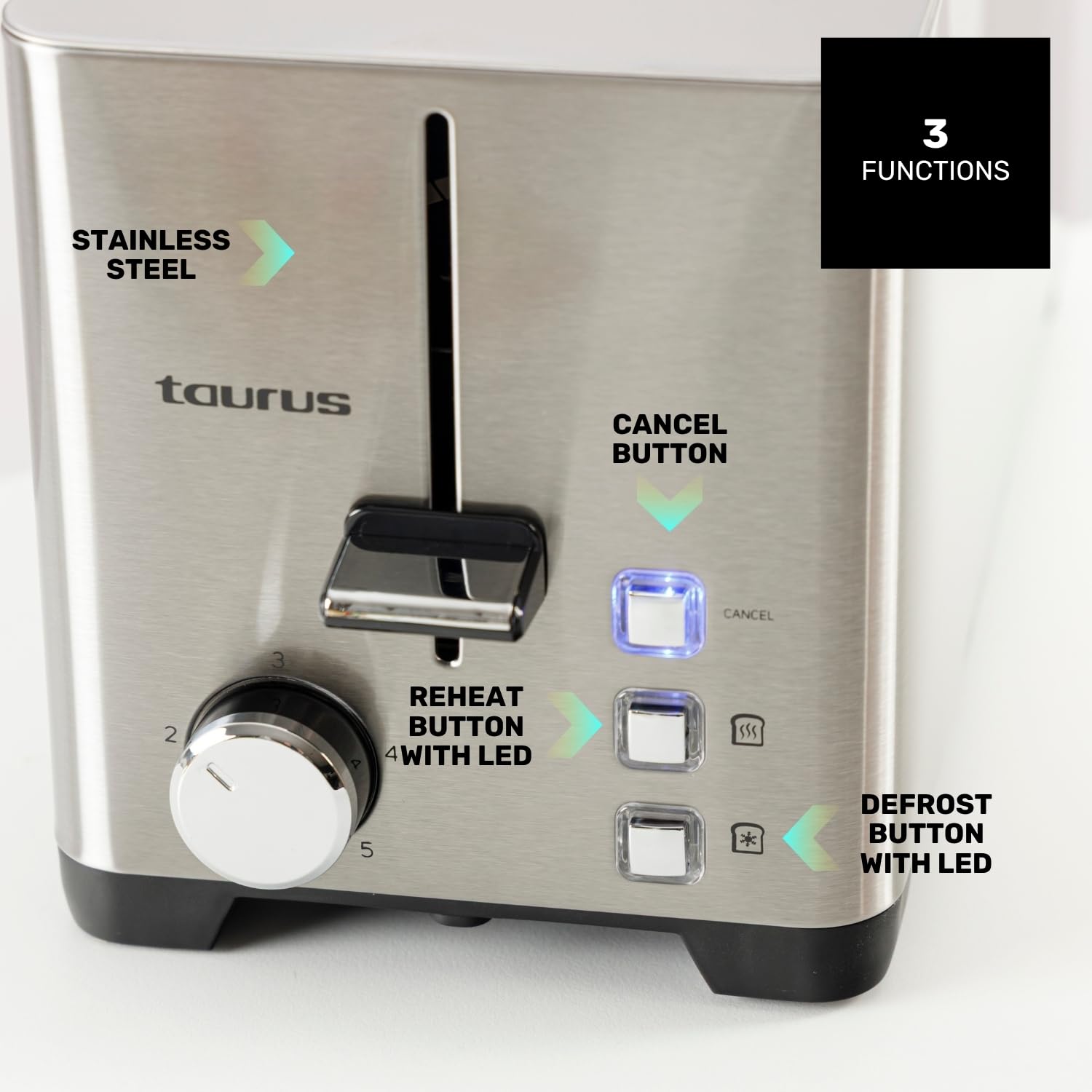 taurus-mytoast-duplo-legend-tostador-de-1400-w-con-2-ranuras-extralargas-de-40-m image 5