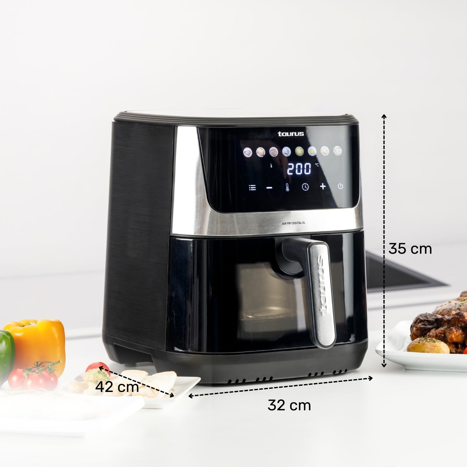 taurus-air-fry-digital-xl-8l-freidora-de-aire-1700w-con-pantalla-t-ctil-8-progra image 7