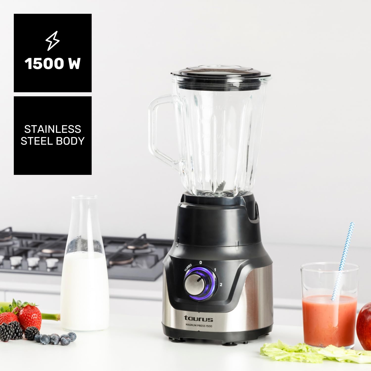 taurus-magnum-press-1500-batidora-de-vaso-con-jarra-de-cristal-1-5l-1500w-2-velo image 2