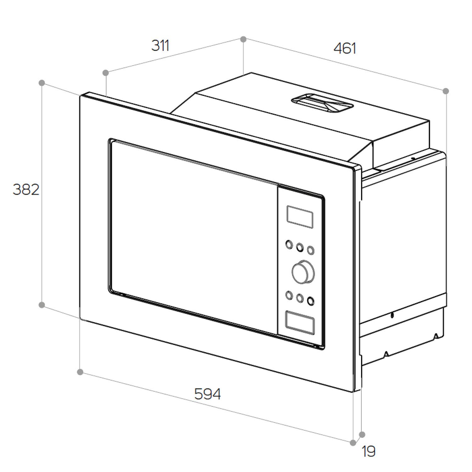 taurus-mo20ixd-microondas-digital-encastrable-20l-800w-con-grill-1000w-8-men-s-a image 2