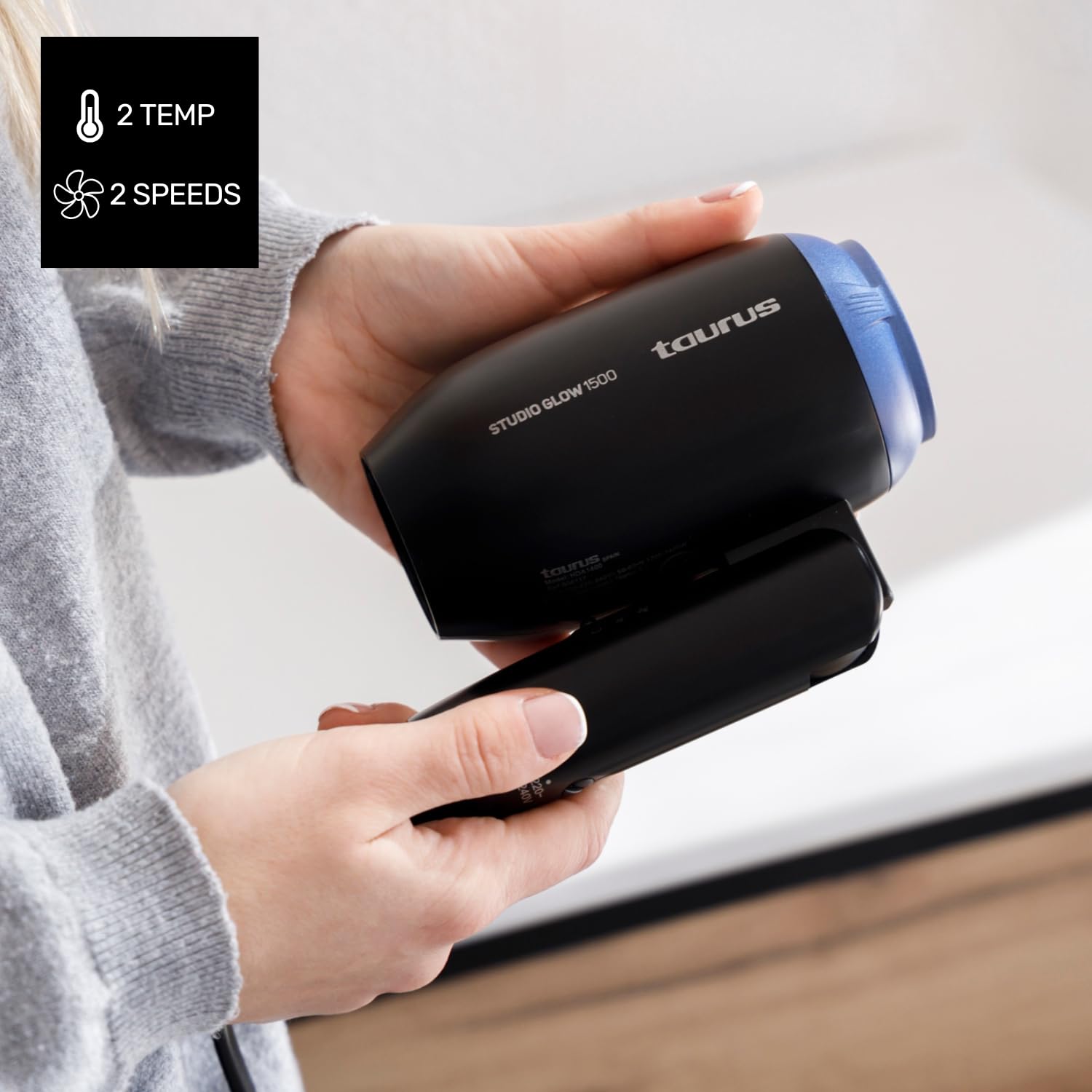 taurus-studio-glow-1500-secador-de-pelo-de-viaje-plegable-bivoltaje-110-240-v-14 image 3