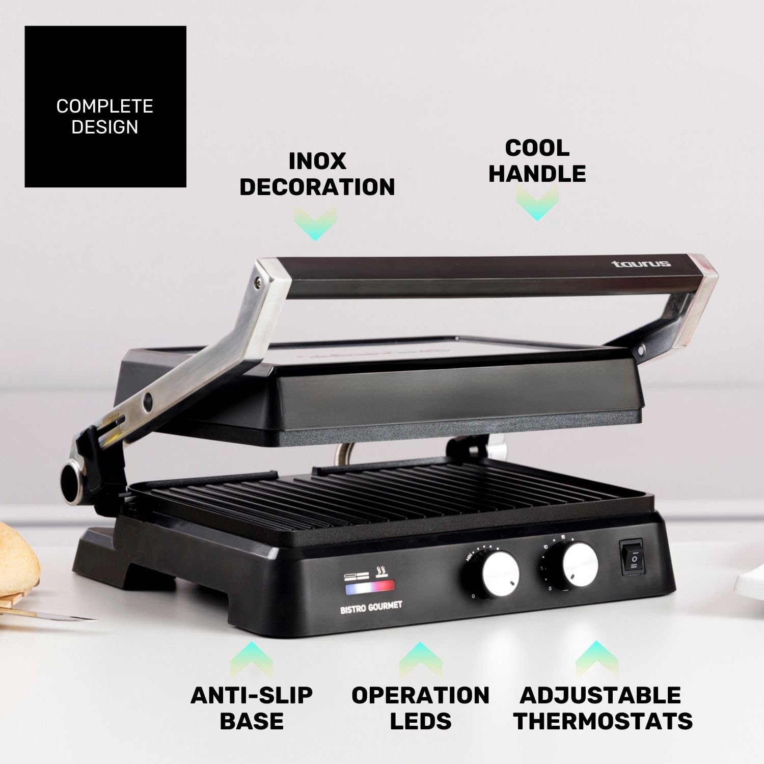 taurus-sandwichera-grill-2600w-plancha-2-en-1-placas-antiadherentes-sin-pfoa-29x image 7