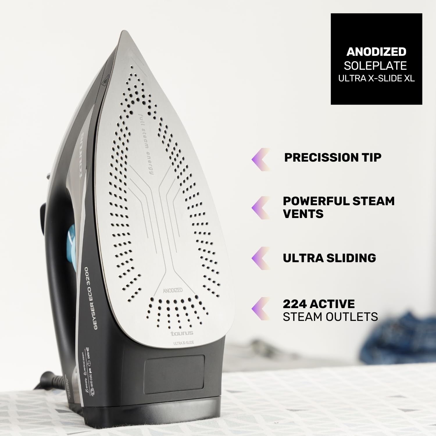 taurus-plancha-de-vapor-3200w-golpe-de-vapor-220-g-min-suela-ultra-x-slide-xl-an image 4