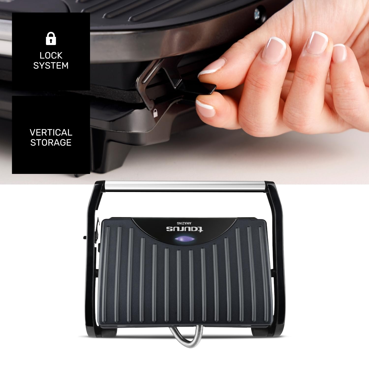 taurus-amazing-gr1700-sandwichera-el-ctrica-700w-placas-grill-antiadherentes-aut image 4