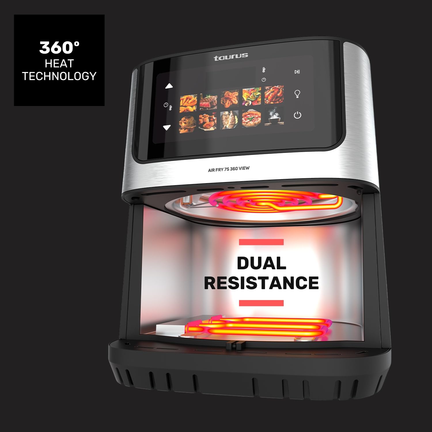 taurus-air-fryer-7s-360-view-freidora-de-aire-6-5-l-con-doble-resistencia-360-he image 5