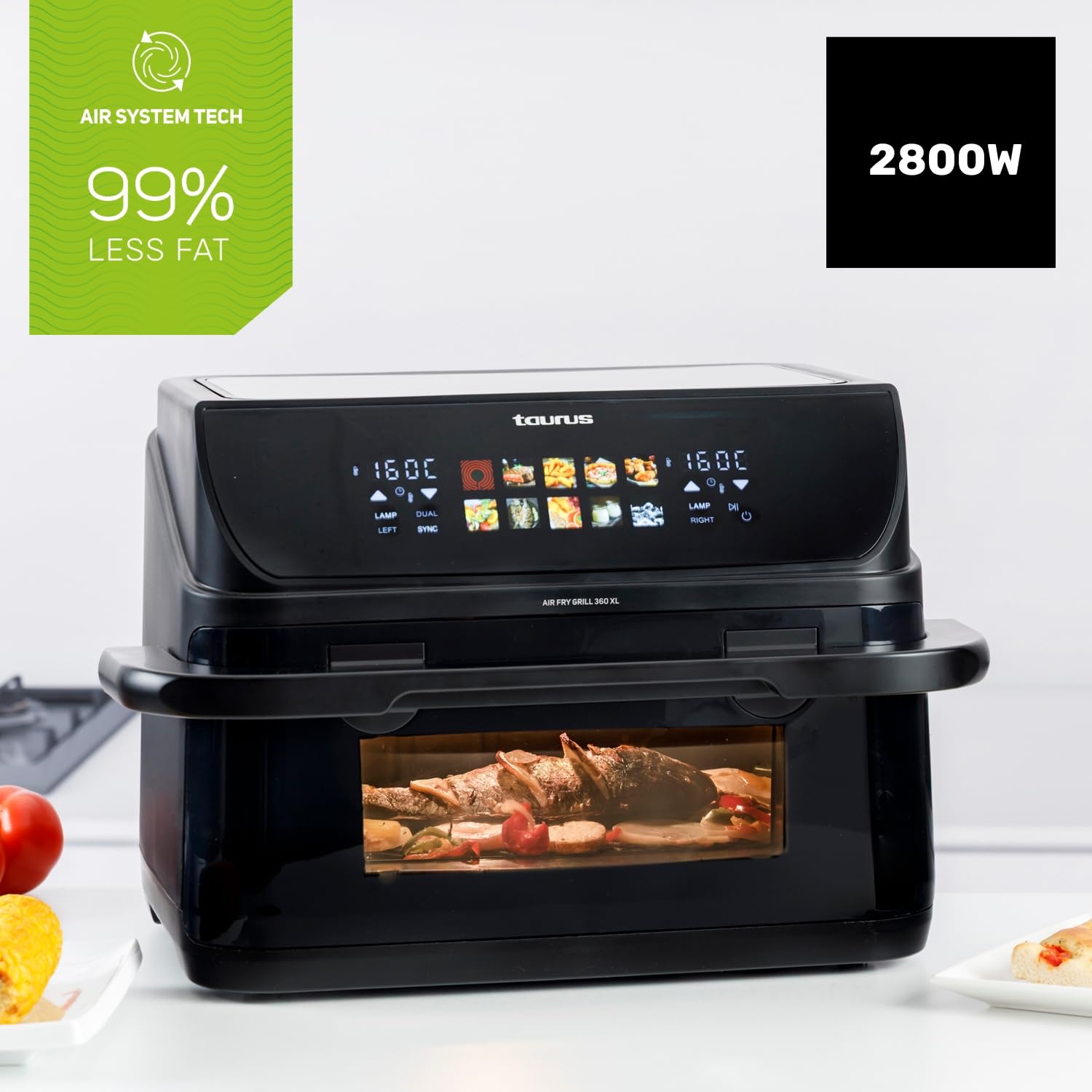 taurus-air-fryer-grill-360-10l-2800w-freidora-de-aire-sin-aceite-con-cestillo-di image 2