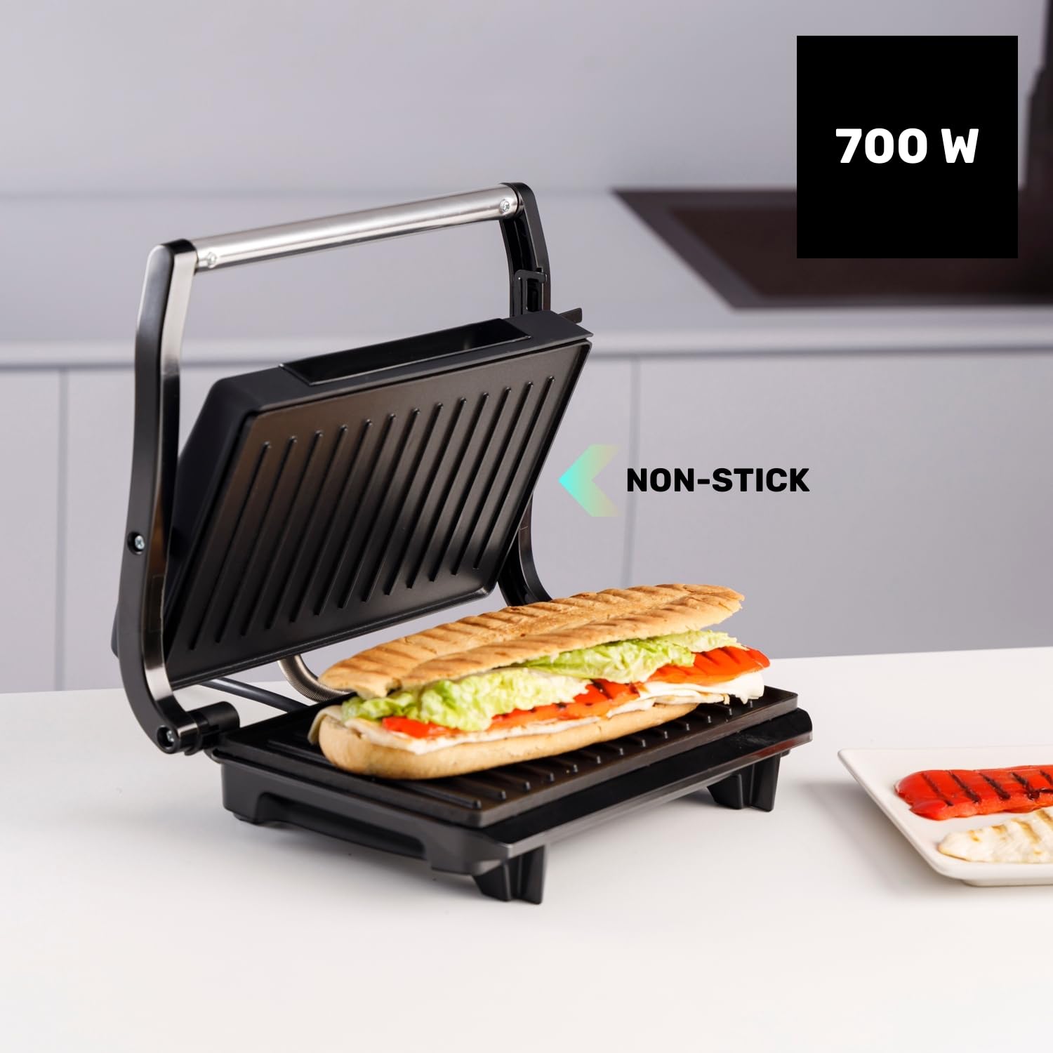 taurus-amazing-gr1700-sandwichera-el-ctrica-700w-placas-grill-antiadherentes-aut image 2