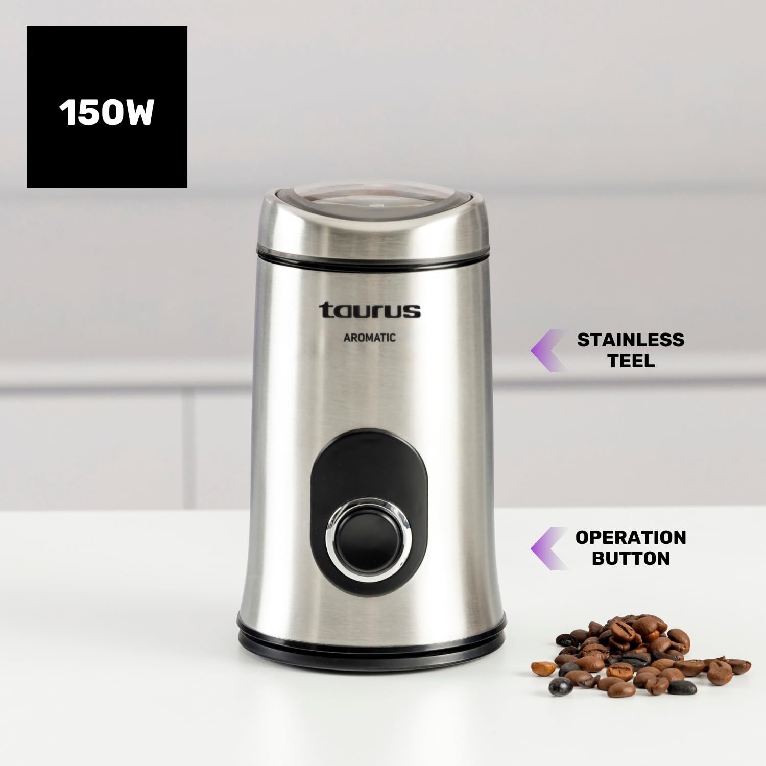 taurus-aromatic-molinillo-de-caf-el-ctrico-150w-dep-sito-50-g-cuchillas-y-recipi image 2
