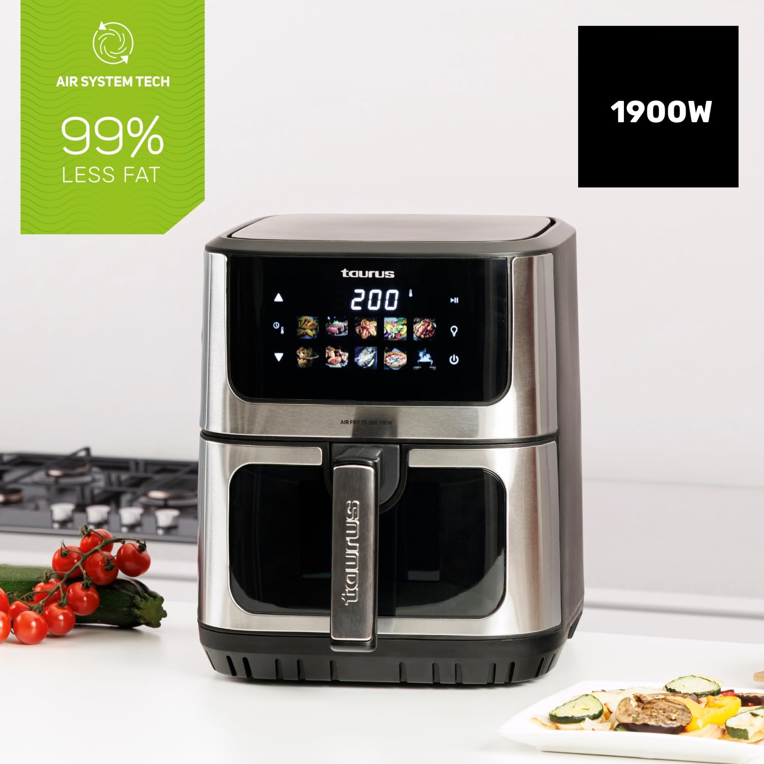 taurus-air-fryer-7s-360-view-freidora-de-aire-6-5-l-con-doble-resistencia-360-he image 2