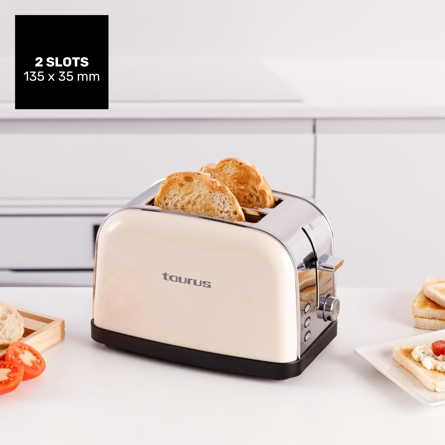 taurus-vintage-ii-cream-tostador-de-2-ranuras-950w-7-niveles-cuerpo-inox-dise-o- image 5