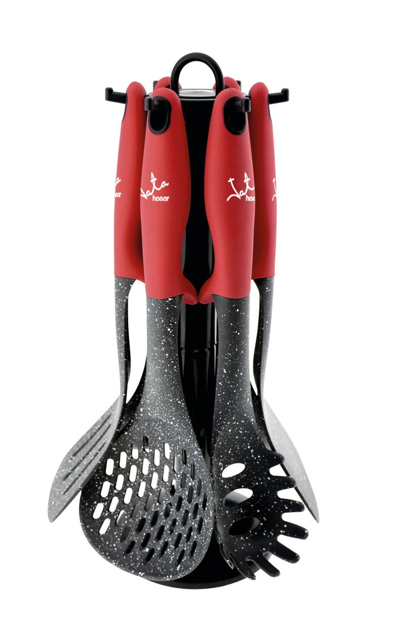 jata-hogar-ac6-set-utensilios-de-cocina-de-nylon-6-piezas-con-mangos-de-silicona image 1