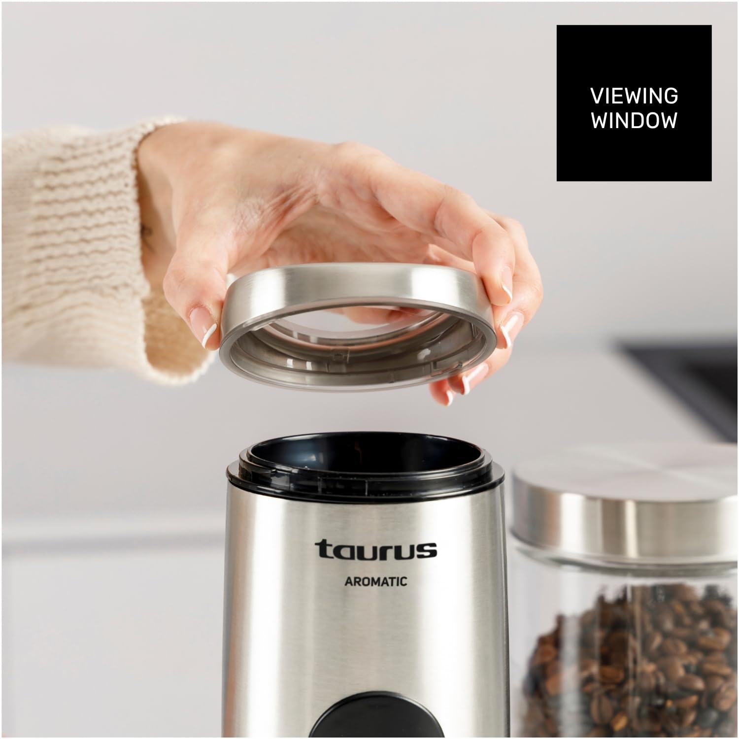 taurus-aromatic-molinillo-de-caf-el-ctrico-150w-dep-sito-50-g-cuchillas-y-recipi image 5