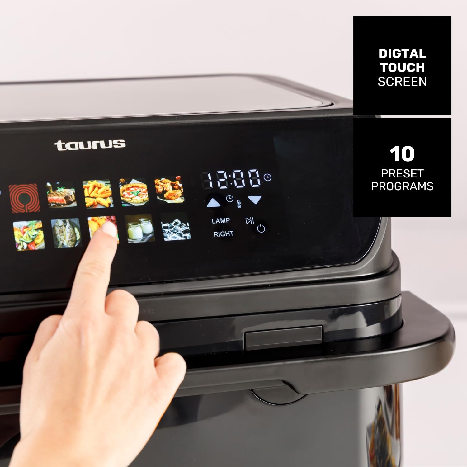 taurus-air-fryer-grill-360-10l-2800w-freidora-de-aire-sin-aceite-con-cestillo-di image 3