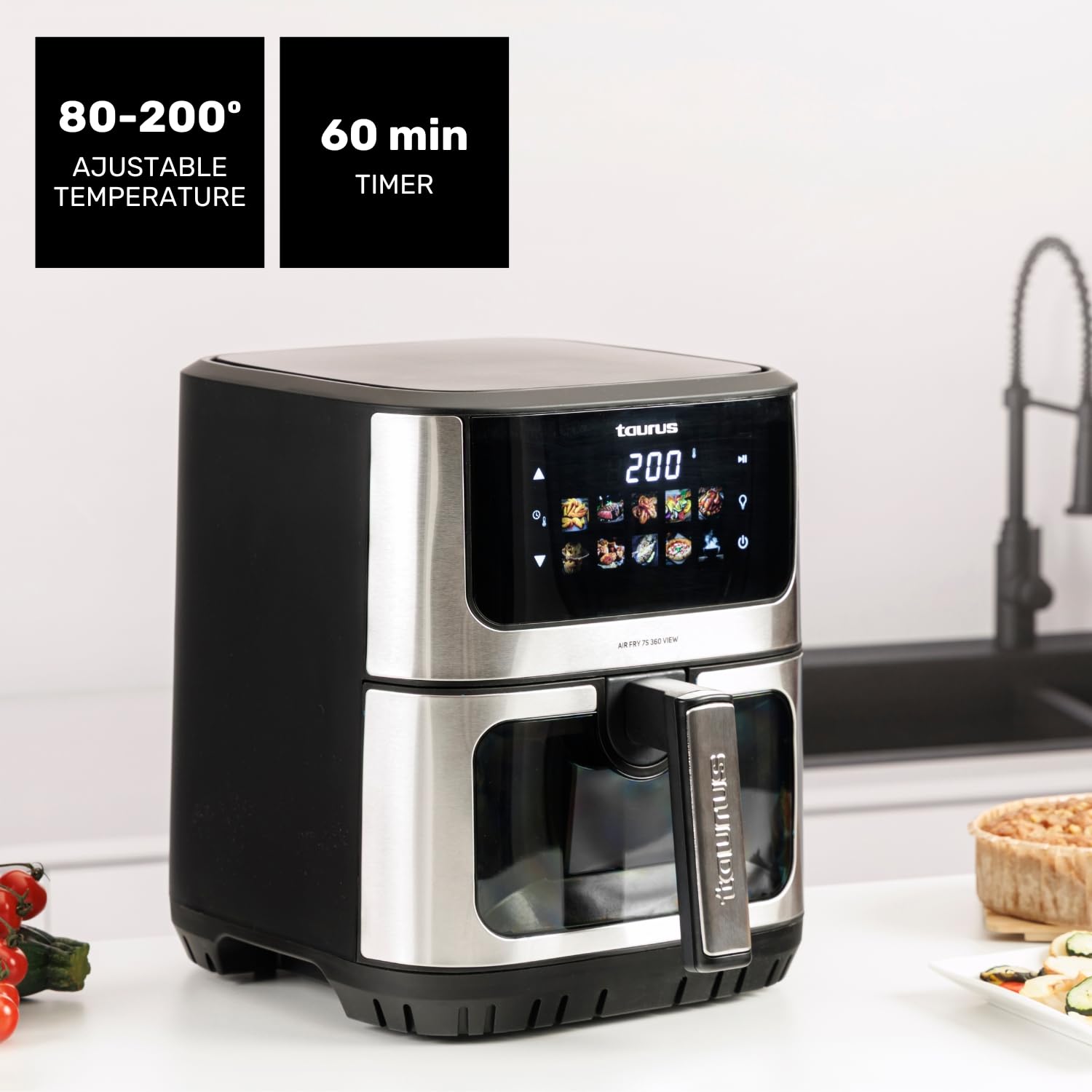 taurus-air-fryer-7s-360-view-freidora-de-aire-6-5-l-con-doble-resistencia-360-he image 6