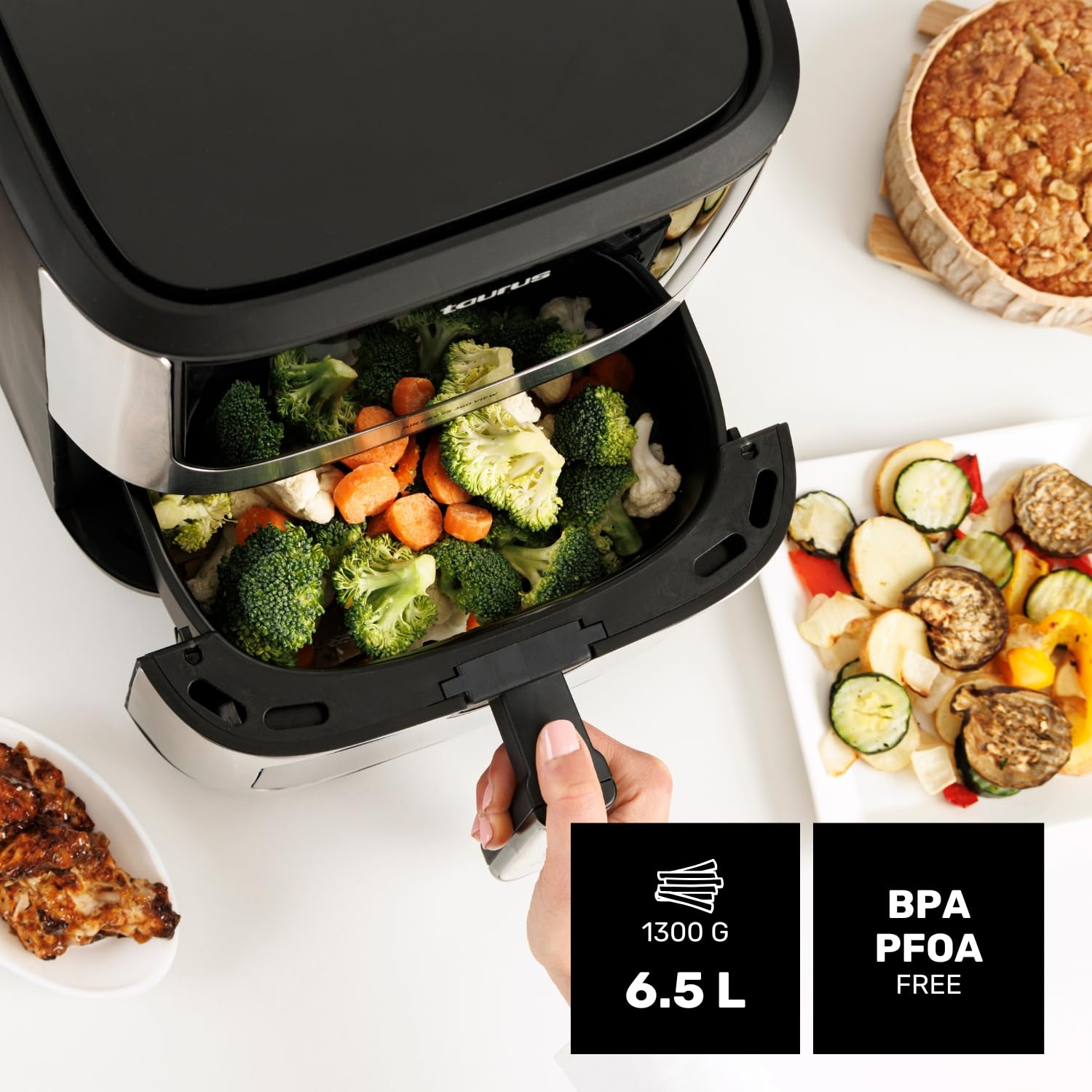 taurus-air-fryer-7s-360-view-freidora-de-aire-6-5-l-con-doble-resistencia-360-he image 7