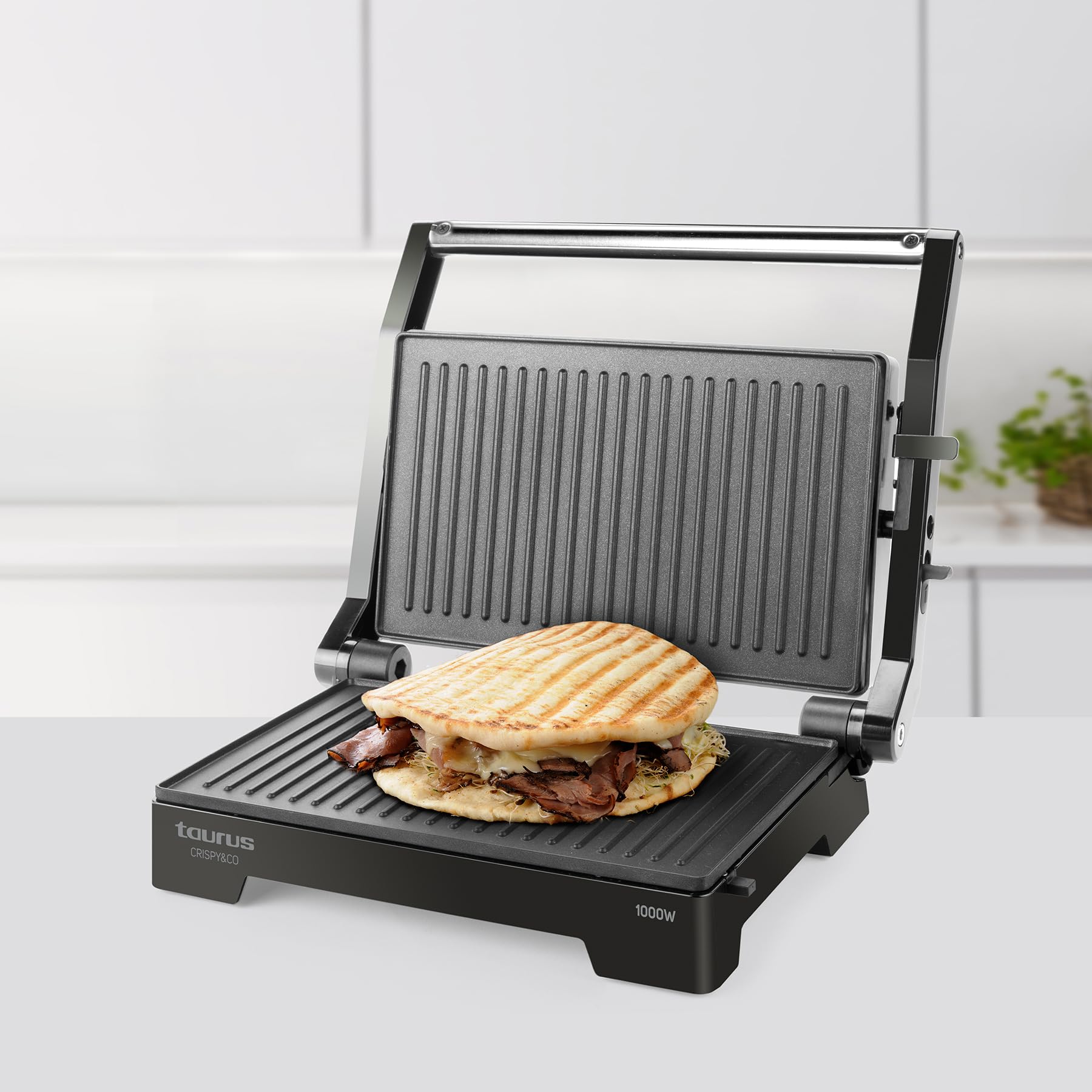 taurus-crispy-co-grill-el-ctrico-2-en-1-con-plancha-1000w-apertura-180-placa-ant image 6