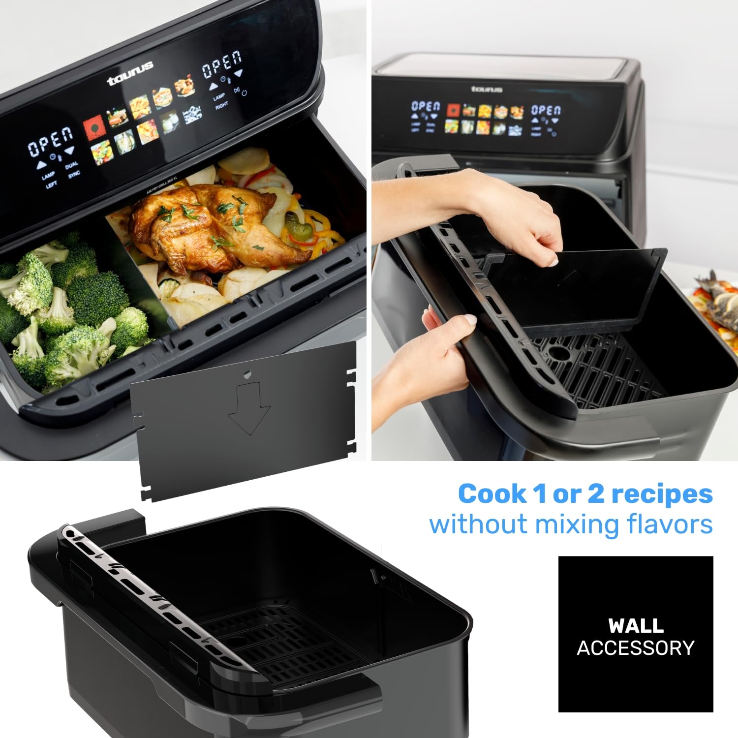 taurus-air-fryer-grill-360-10l-2800w-freidora-de-aire-sin-aceite-con-cestillo-di image 5