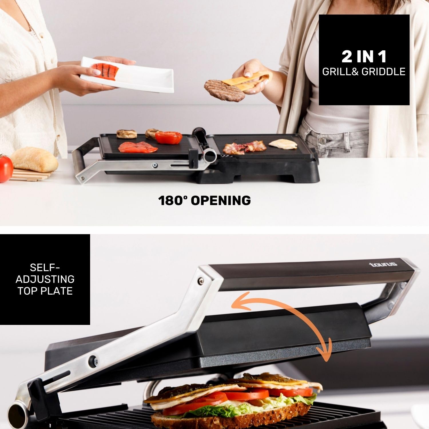 taurus-sandwichera-grill-2600w-plancha-2-en-1-placas-antiadherentes-sin-pfoa-29x image 5