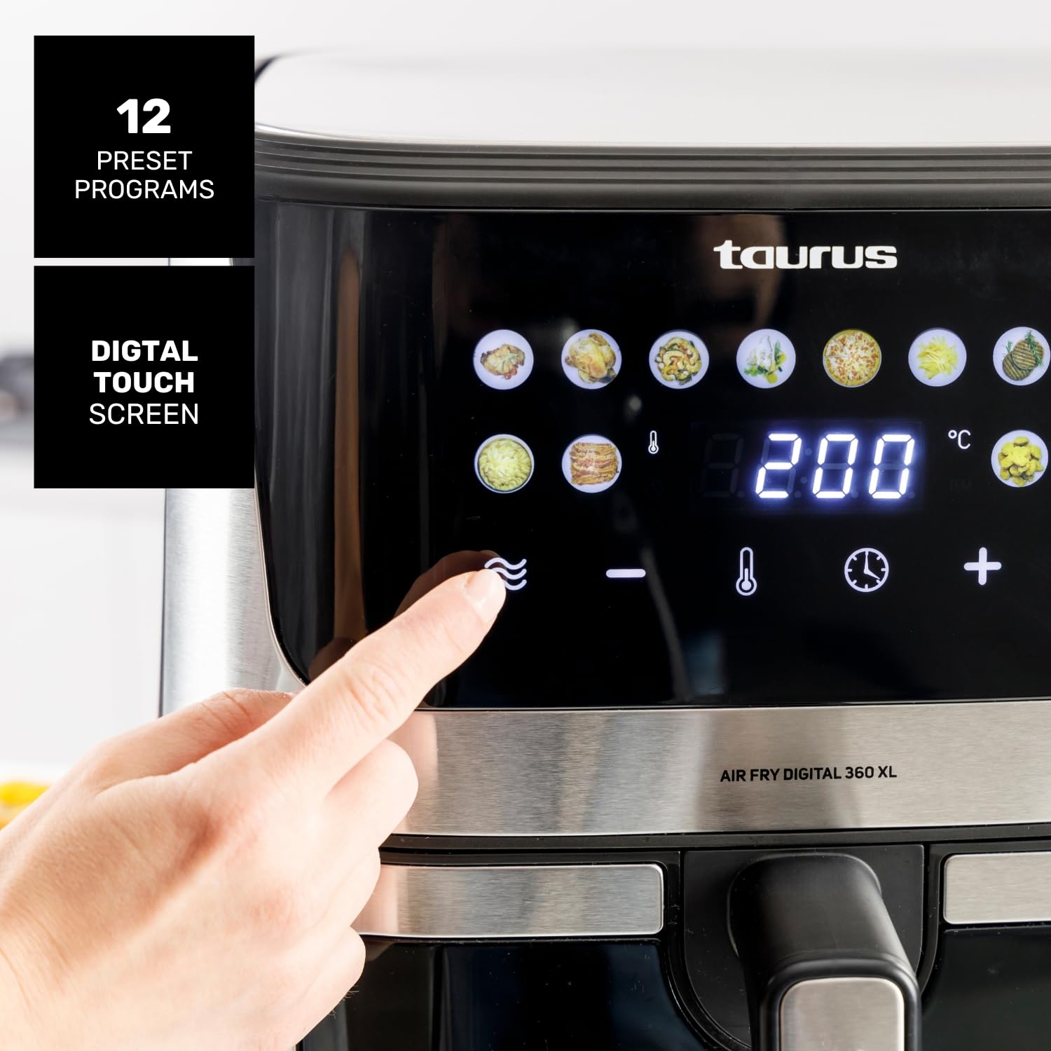taurus-air-fry-digital-360-xl-freidora-de-aire-2100w-con-8-l-de-capacidad-12-pro image 3