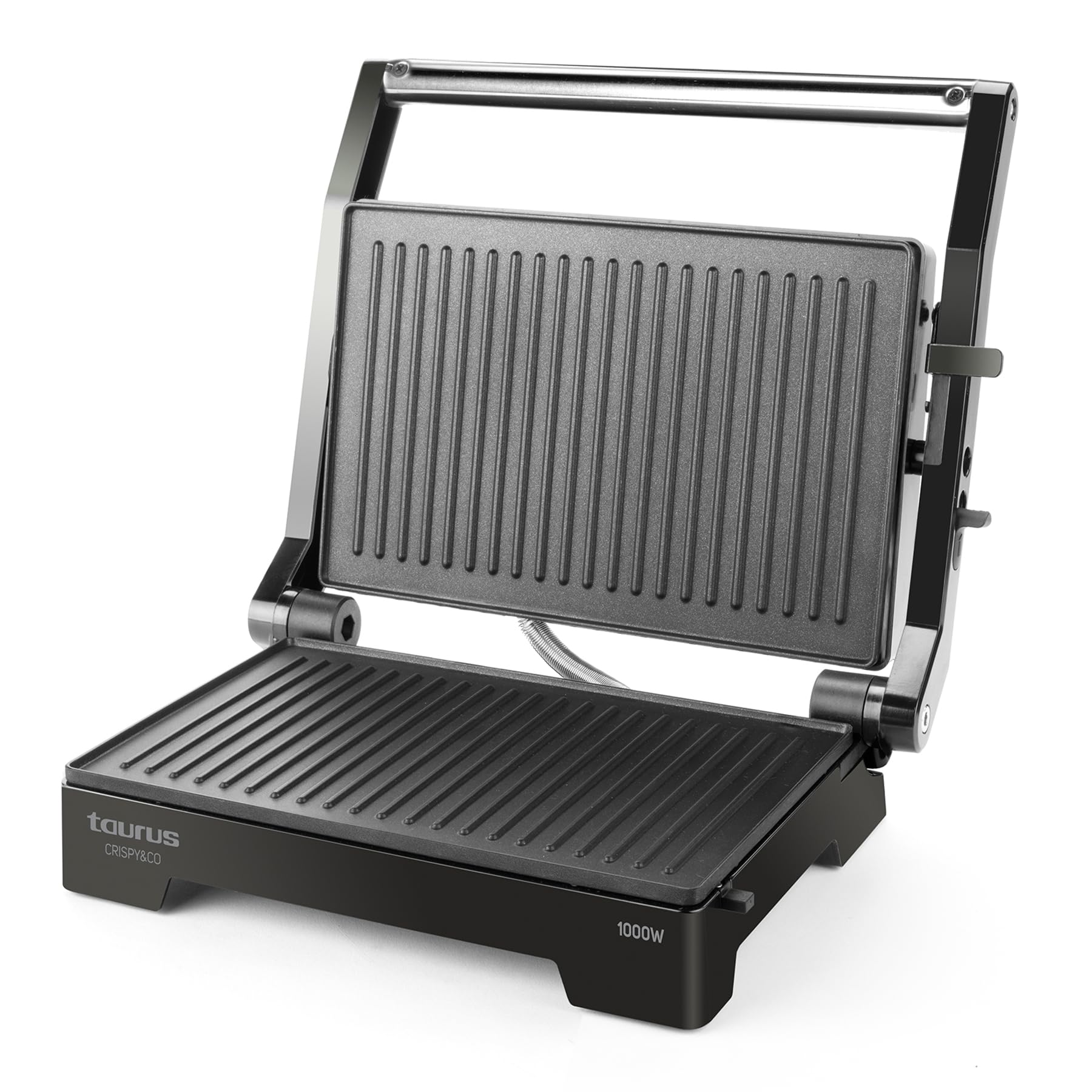 taurus-crispy-co-grill-el-ctrico-2-en-1-con-plancha-1000w-apertura-180-placa-ant image 2